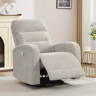 Fauteuil inclinable oscillant et oscillant de 33 po en chenille moderne avec accoudoirs plus larges, double poches pour chambre d'enfant et salon
