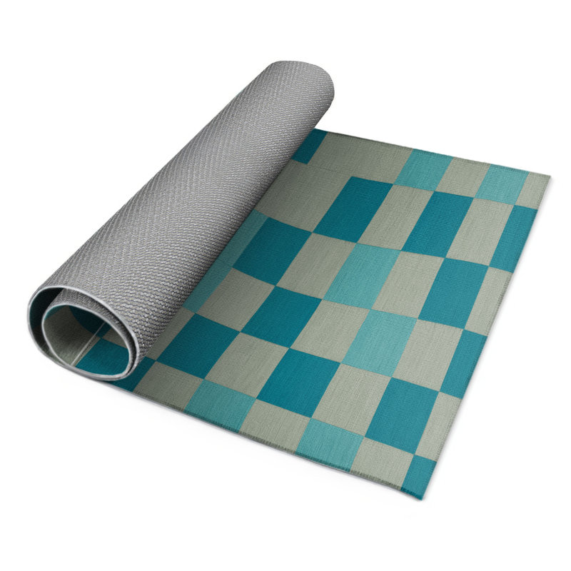 Tapis d'intérieur et d'extérieur à carreaux gris, Rectangulaire 2 pi x 3 pi