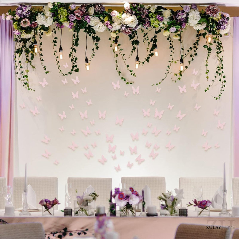 Zulay Home 3D Butterfly Wall Decor - 24pcs Butterfly Decor with 3 Different Sizes, Pink