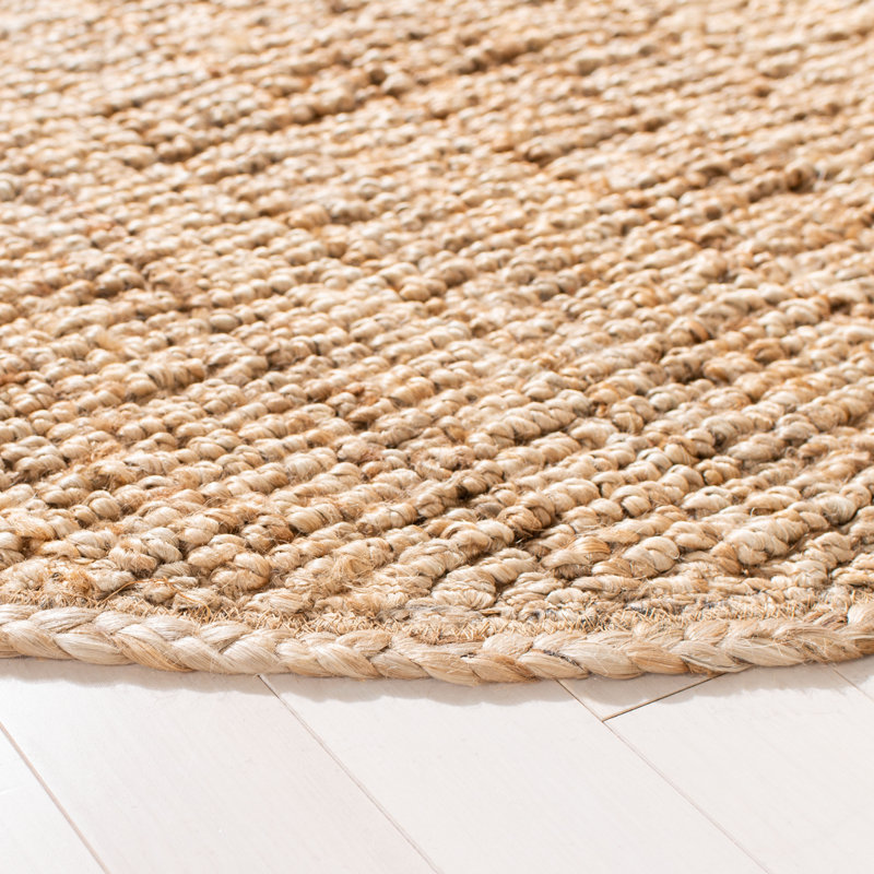 Redick Natural Fiber Hand Loomed Jute Solid Color Rug, Round 5'