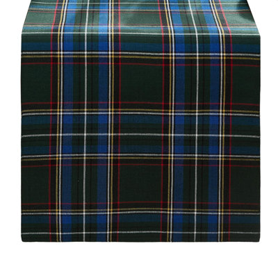 Threadmade Stowe Tartan Holiday Plaid Table Runner, Green - 13"W x 108"L