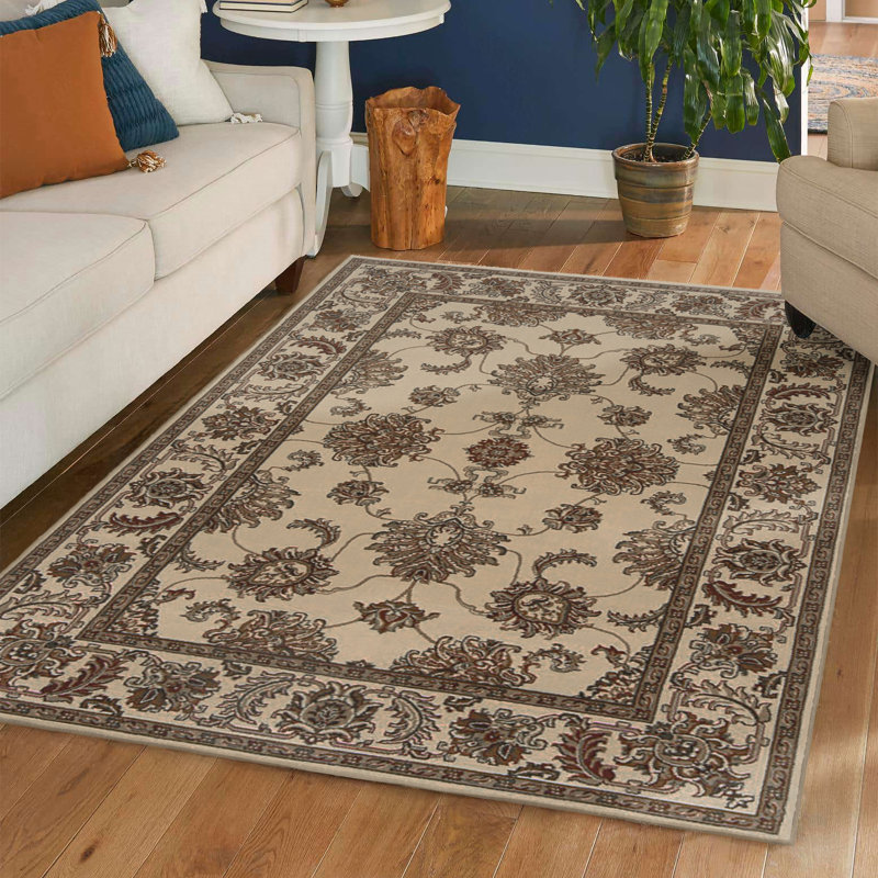 Traditional Oriental Indoor Ivory area rug, Rectangle 7'9" x 11'6"