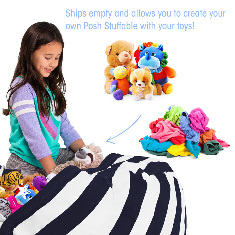 Kids Bean Bag Chair Cover - Stuffed Animal Storage & Toy Organizer with Zipper - Plush Storage Kids Bean Bag Cover only for Toddlers and Children's Rooms - Organizes Pillows, Blankets, and Stuffies - Multiple Colors, Sizes, and Fabrics