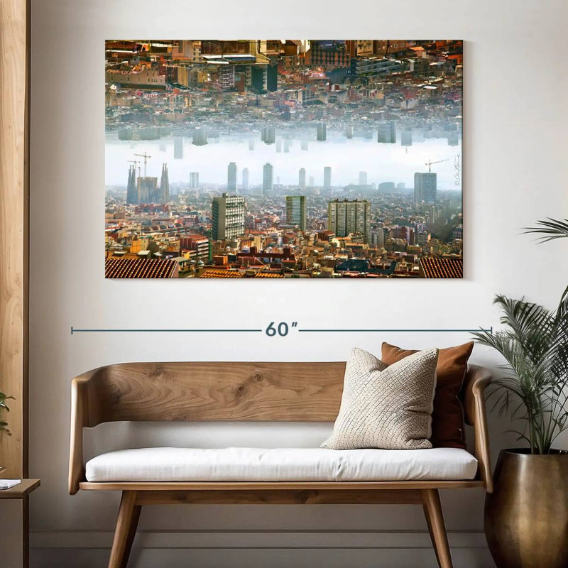 Paysage double de Barcelone, H 34 po x l 51 po