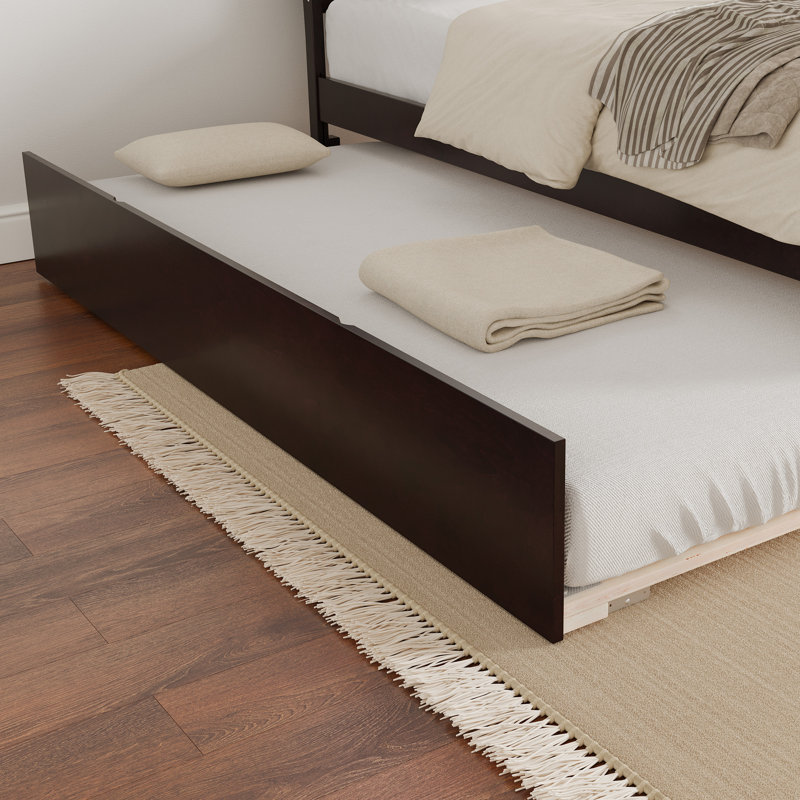 Rasnick Solid Wood Roll Out Trundle Bed, Espresso, Twin XL