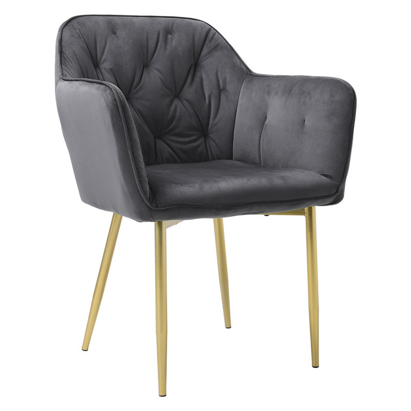 Actaeon 47cm H Tufted Velvet Upholstered Armchair, Grey
