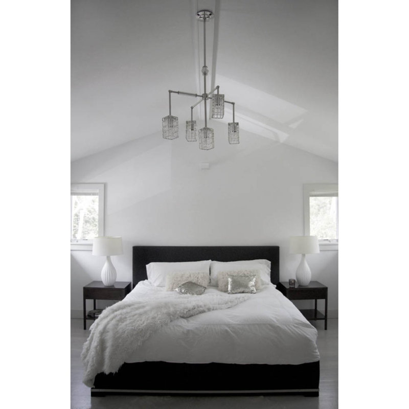 Lustre cube clair en nickel brillant, Bronze, H 55 po x l 36 po x P 36 po, Transparent