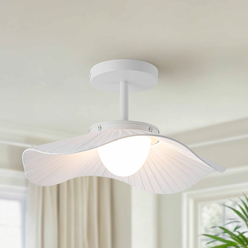1 - Light LED Unique/Statement Fabric Semi Flush Mount Ceiling Light