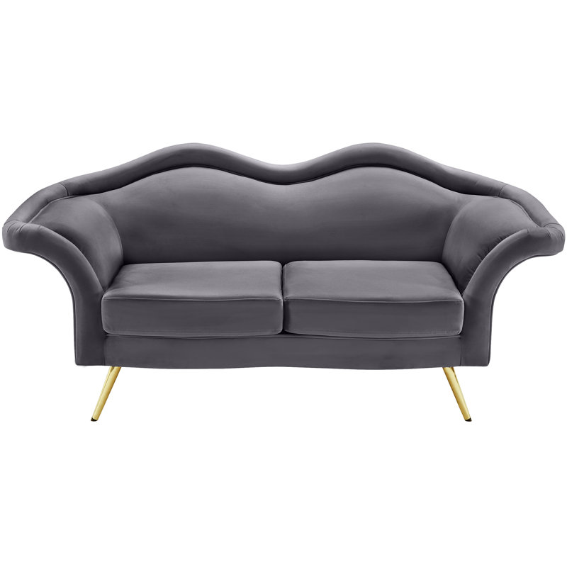 Causeuse en velours Fareedah, Velours gris