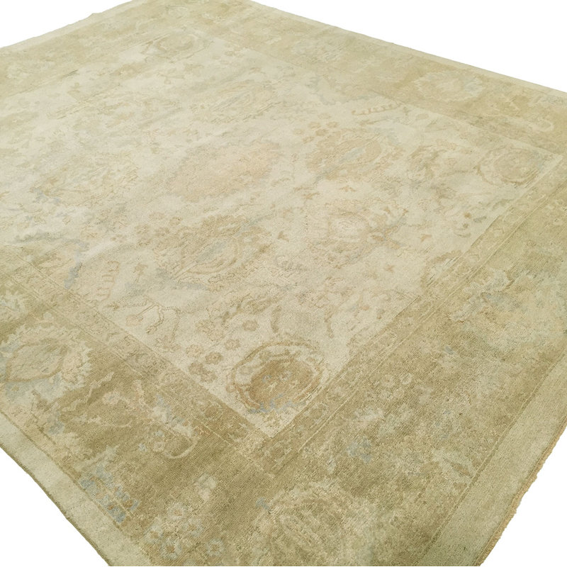 Wool Ikat Area Rug in Ivory, Rectangle 10' x 14'
