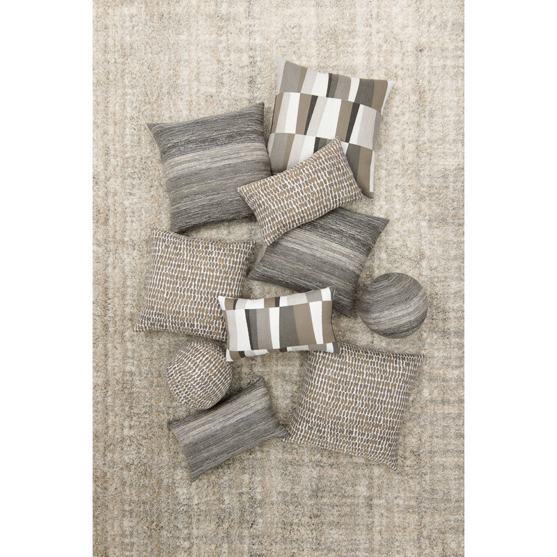 Strata Grigio Outdoor Square Sunbrella® Pillow Cover & Insert, Gray/White/Mocha
