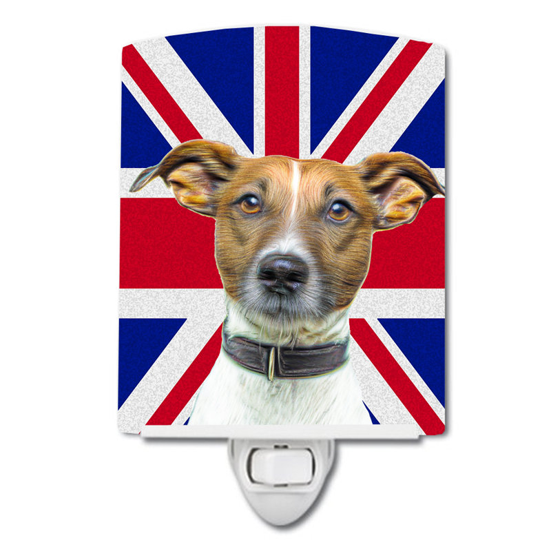 Luminaire de nuit avec drapeau en céramique british terrier avec prise en céramique english