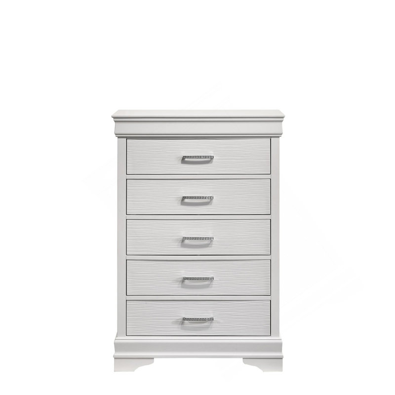 Commode moderne 5 tiroirs en bois blanc