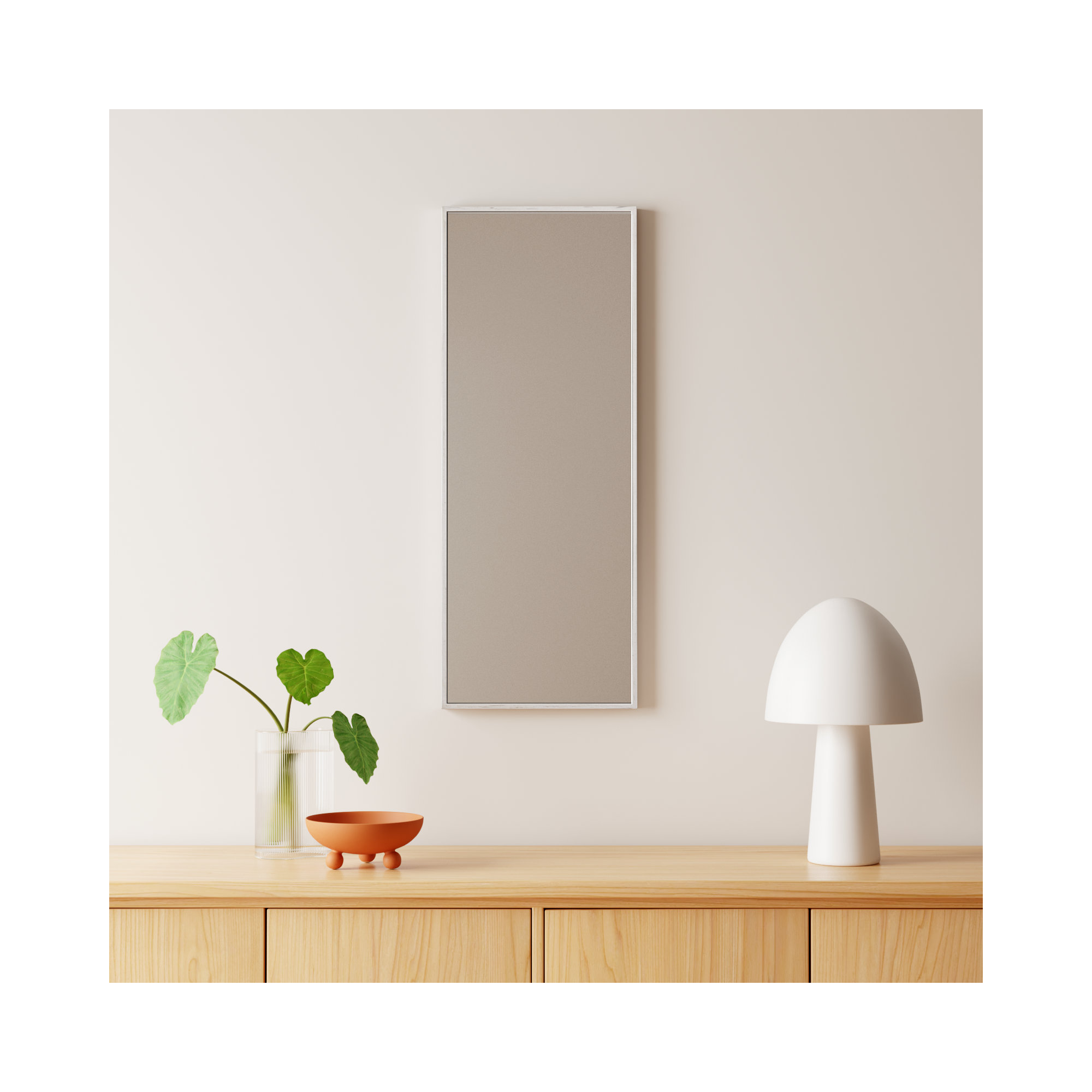 Sabine Metal Rectangle Wall Mirror, 36" x 14", Silver