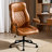 Mid-Century Modern Office Chair, Diamond Pattern Faux Leather Upholstered Swivel Desk Chair with Adjustable Height, Ergonomic Computer Chair-667273264