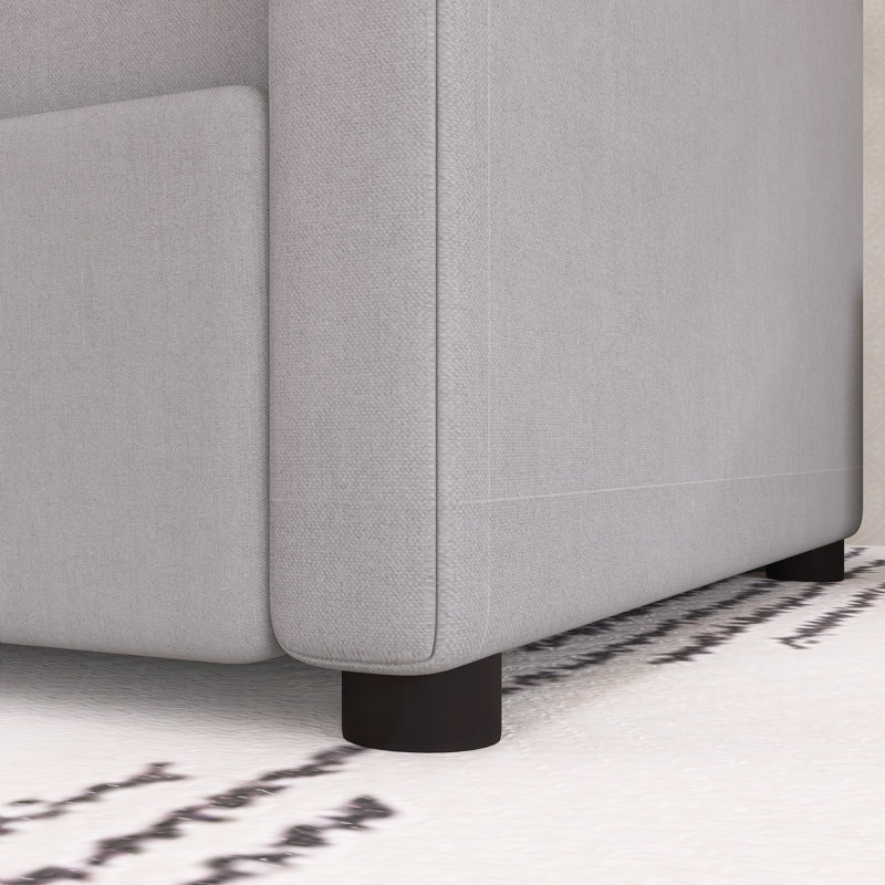 Grand lit escamotable tout-en-un avec canapé et tablettes, Gris