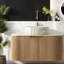 Meuble-lavabo suspendu moderne avec lavabo, en céramique et pierre frittée, style naturel