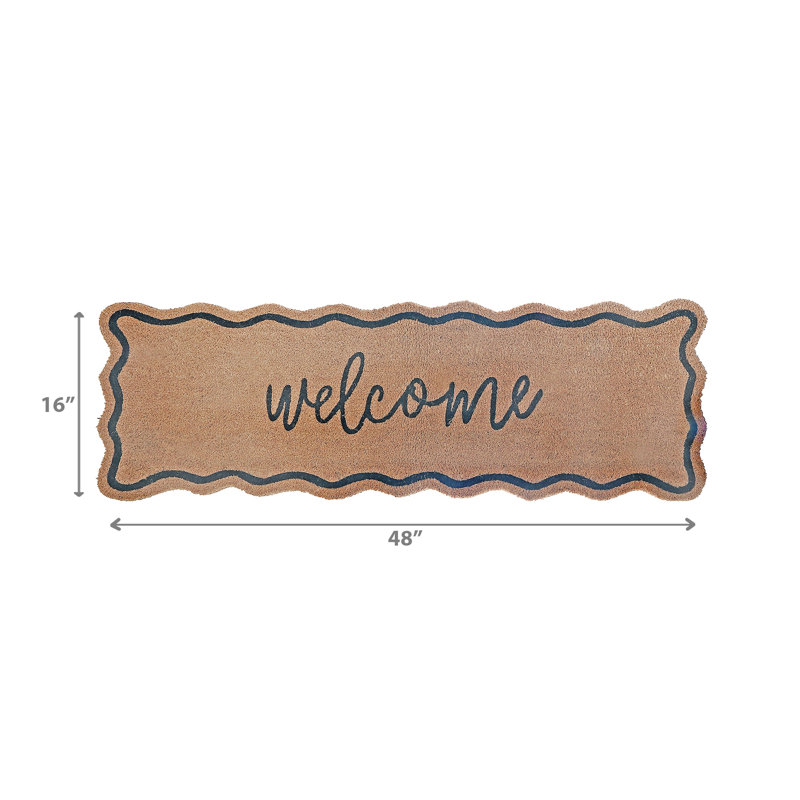 Tapis de porte en fibre de coco festonné 16 po x 48 po Welcome