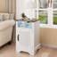 Table de chevet avec station de charge Milaun Led, blanc et chêne rustique-636456734