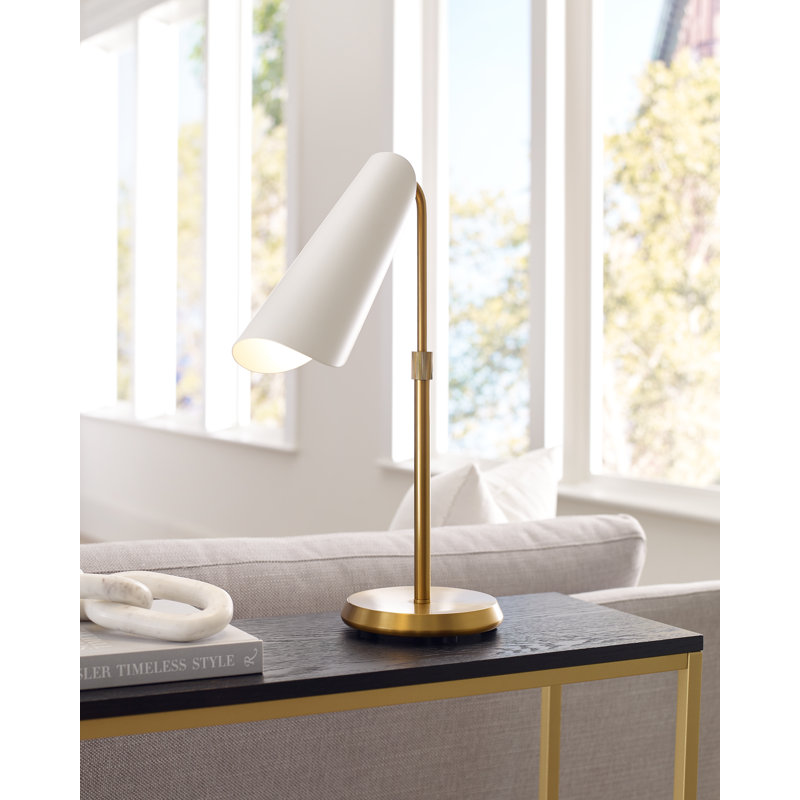 Adjustable Matte White and Burnished Brass Table Lamp