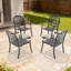 Ensemble de chaises de patio 4 pièces empilables en fonte d'aluminium avec un design sculpté exquis et des coussins résistants aux intempéries