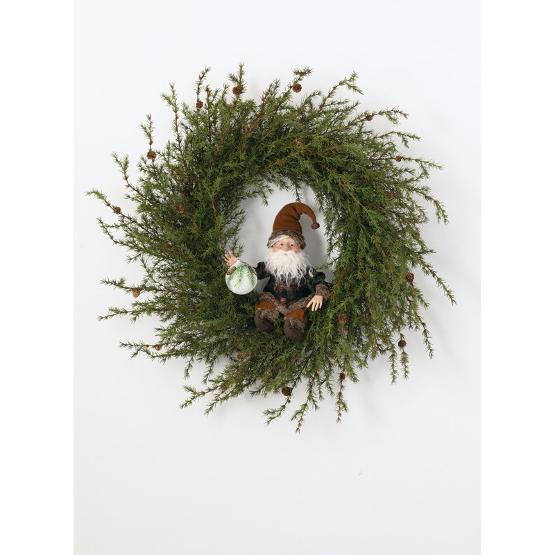 Couronne de pin artificielle, H 42 po x l 42 po x P 15 po