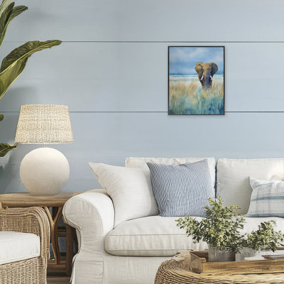 Blue Grass Elephant, estampe numérique, design par Franklyn Gregory