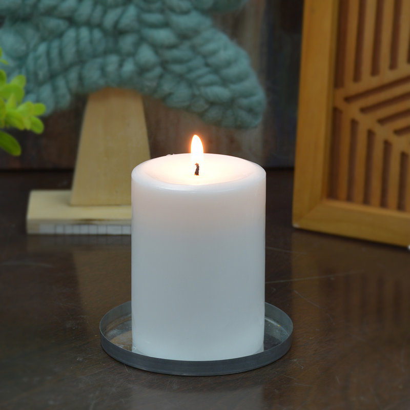 Bougie cylindrique sans parfum, Blanc, 1, H 6 po x l 4 po x P 4 po