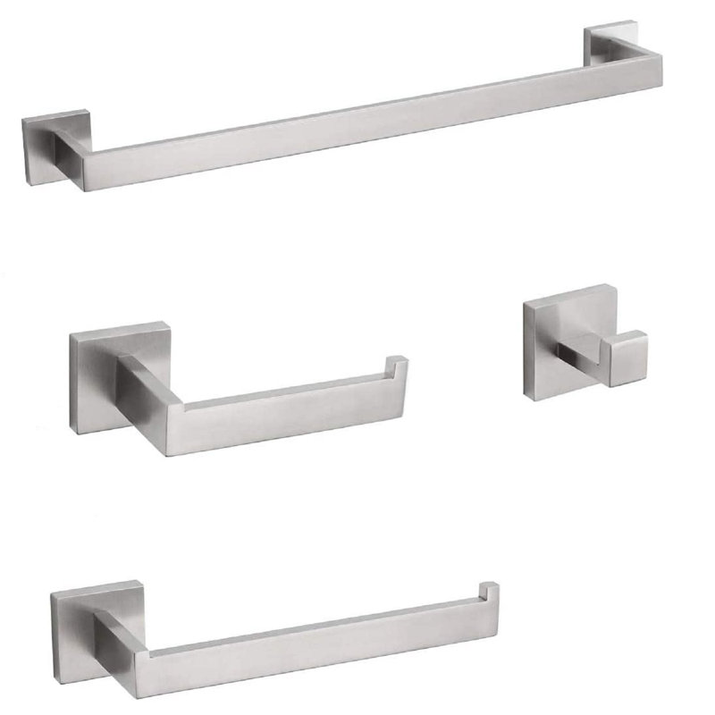 Ensemble de quincaillerie de salle de bain 4 pièces, Nickel brossé