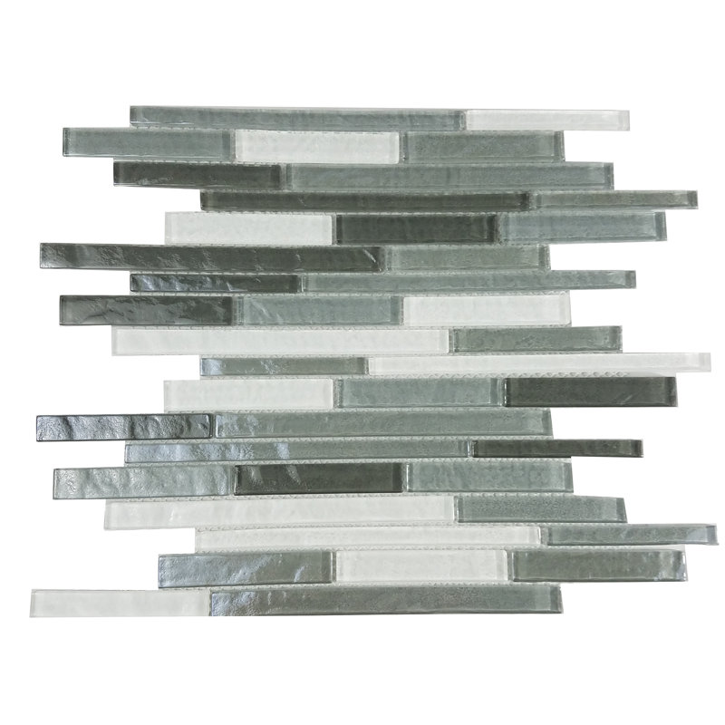 Geo 12 in. x 12 in. Textured Glass Straight Edge Brick Mosaic Wall & Pool Tile, Whistler
