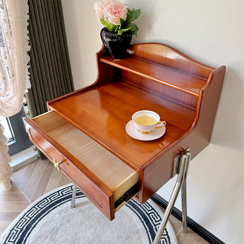 23.62"French-style vintage pine solid wood brown dressing table