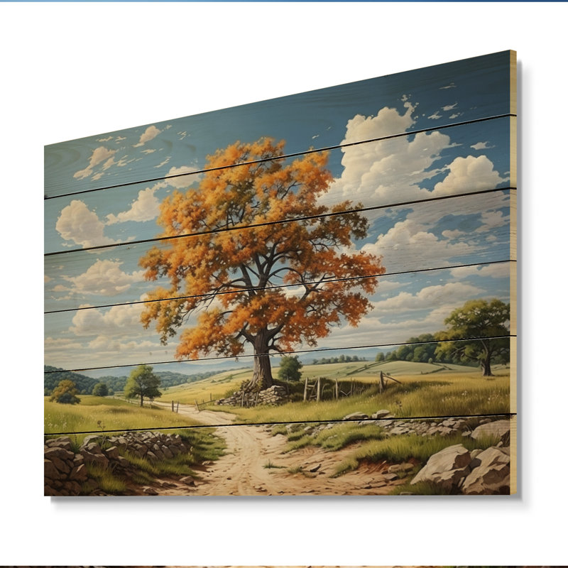 Érable et sérénité rustique sur bois, H 30 po x l 40 po x P 0,78 po