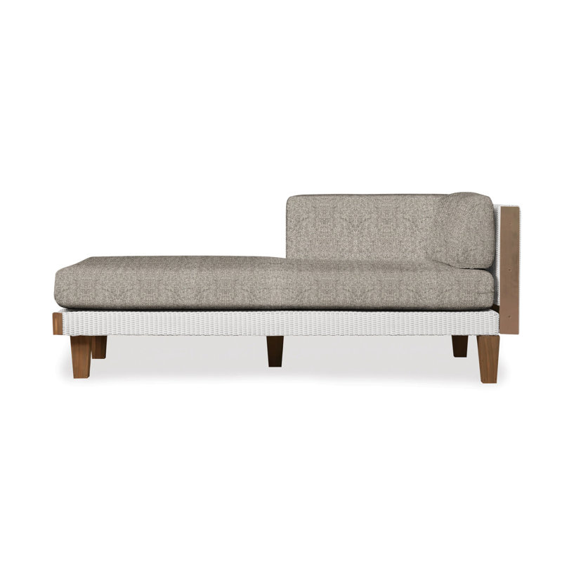 Catalina Outdoor Teak Chaise Lounge, Rumba Nickel, White