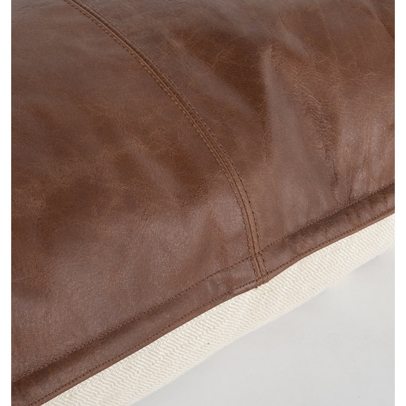 Kosas Home Cheyenne 100% Leather Throw Pillow, Brown, 14" x 26", Rectangular