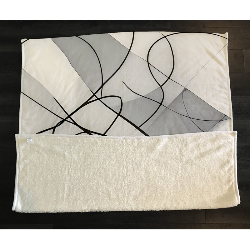 Throw Blanket, 68" W x 80" L, Gray/Black, Geometric Shapes/Striped/Abstract