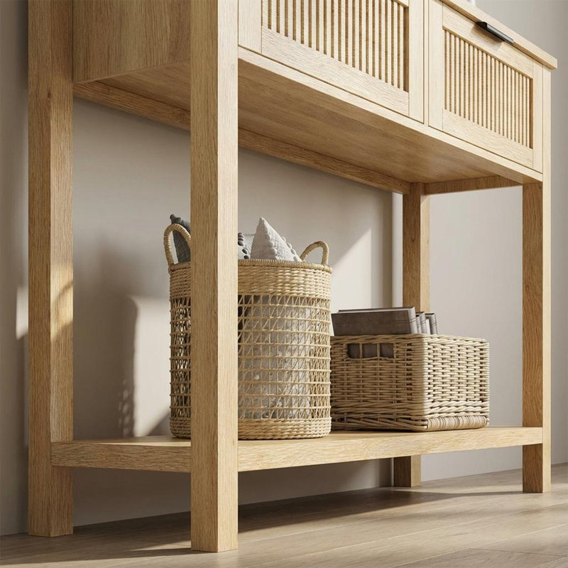 Console Farmhouse, table d'entrée en bois de 43 po avec 2 tiroirs et rangement à 2 niveaux, table de canapé pour le salon ou le vestibule