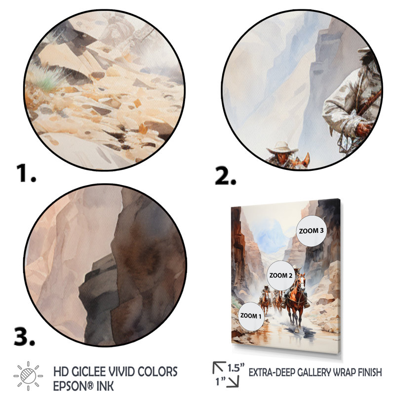 Yashima Cowboy On The Trail I - Cowboys, art mural, H 32 po x l 24 po x P 1 po, Cadre doré simple