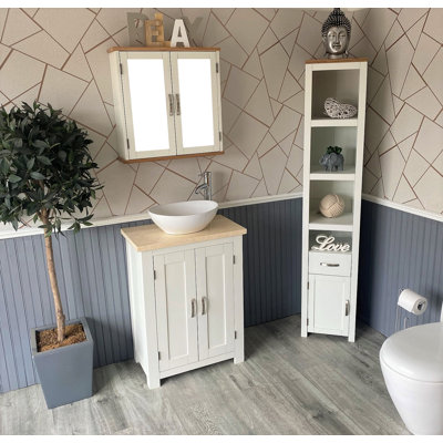 Amber-Jade 650mm Single Bathroom Vanity with Vessel Stone Basin