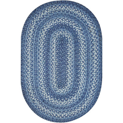 Tapis bleu réversible en jute tressé Damell