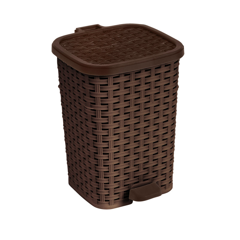Poubelle à pédale en osier rotin 1,6 gallon, Brun, H 11 po x l 8 po x P 9,5 po