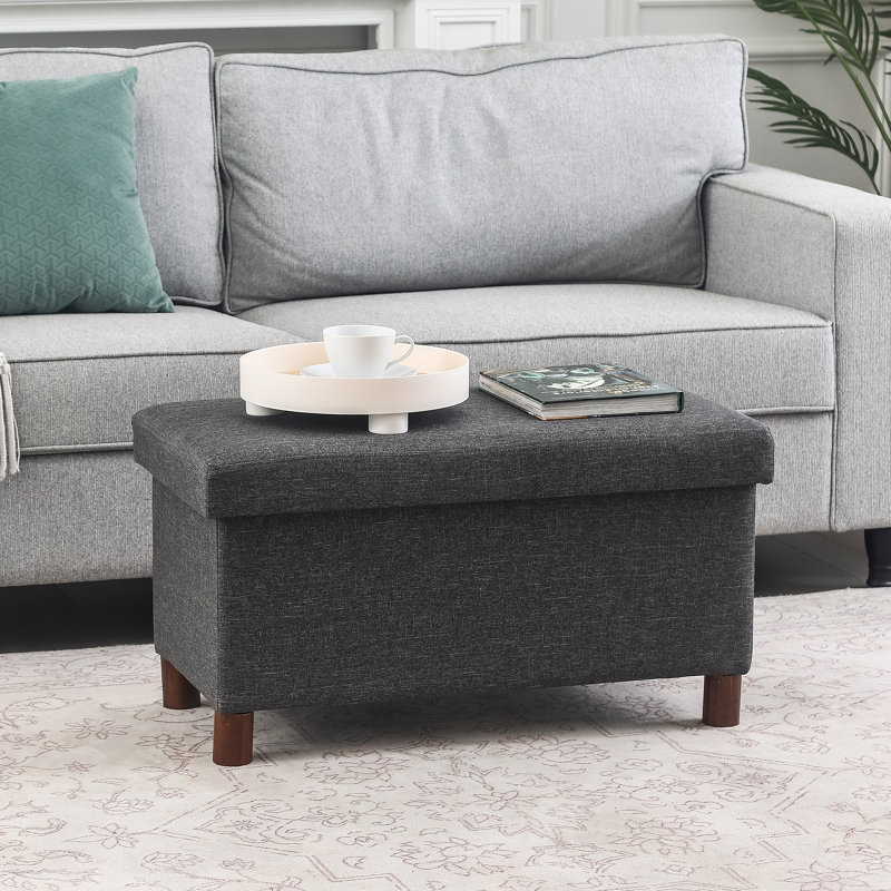 Banc de rangement avec repose-pieds 29 pouces, Gris foncé