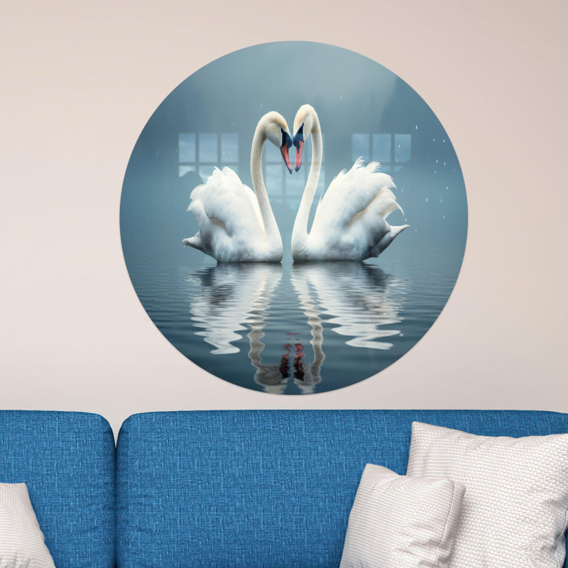 Impression sur verre Swans In Love, idéale pour un cadeau personnalisé, H 9,1 po x l 14,2 po
