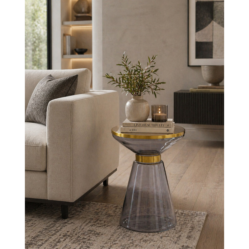 Table d'appoint en verre améthyste Mirelle
