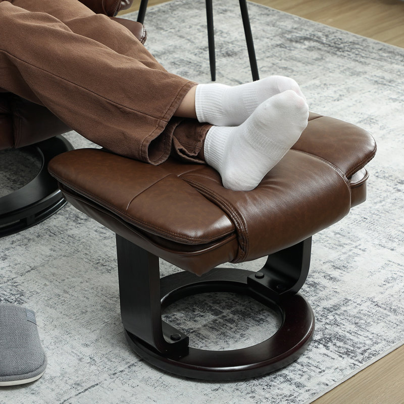 Faux Leather Swivel Manual Recliner