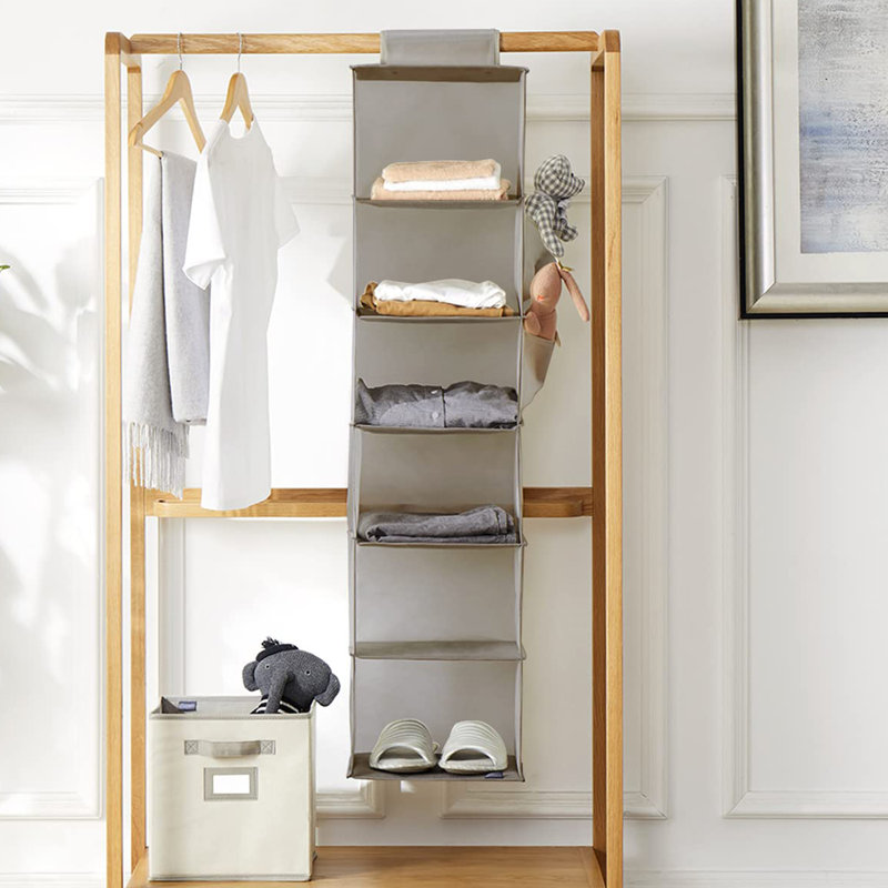 Rangement suspendu en tissu Masry, Gris clair