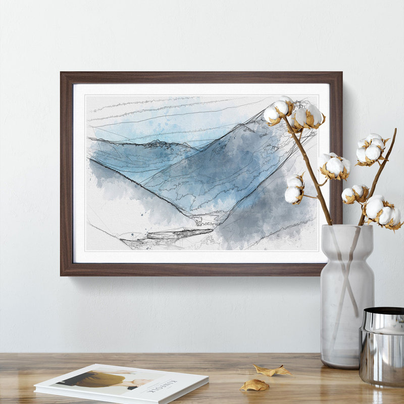 Blue Mountains in Sikkim India - Framed Print, 24cm H x 33cm W x 2cm D, Walnut Framed
