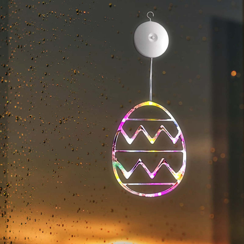 Easter Window Decorations Lights Easter Eggs Suction Cup Lantern, Green