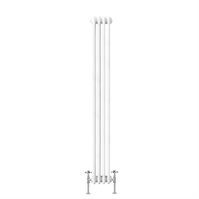 Valda Vertical Traditional 2 Column Designer Radiator, White, 180cm H x 20cm W