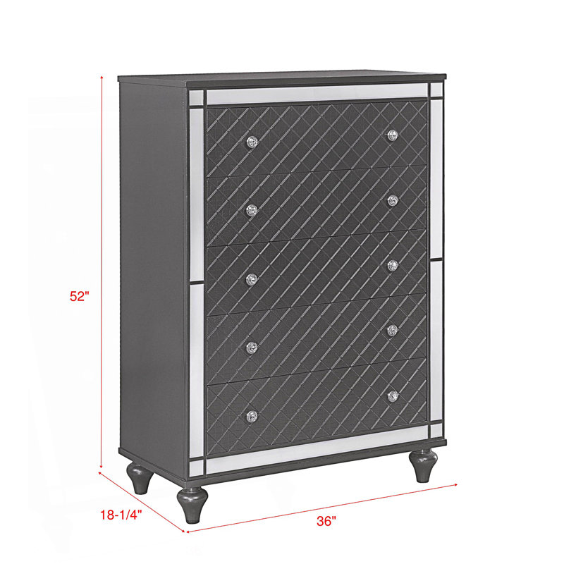 Commode 5 tiroirs 1 pièce Glam