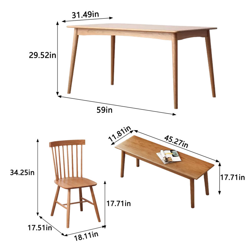 Ensemble de salle à manger rectangulaire L 59 po x l 31,49 po Lakelsha, 4